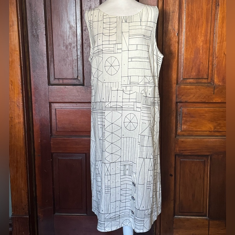 Habitat Cotton/Linen Geometric Pattern Sleeveless Dress Size Large